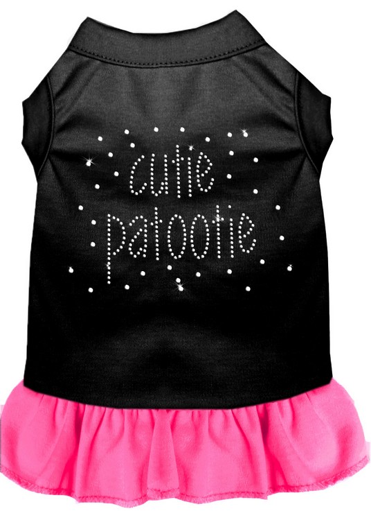 Rhinestone Cutie Patootie Dress Black with Bright Pink Med